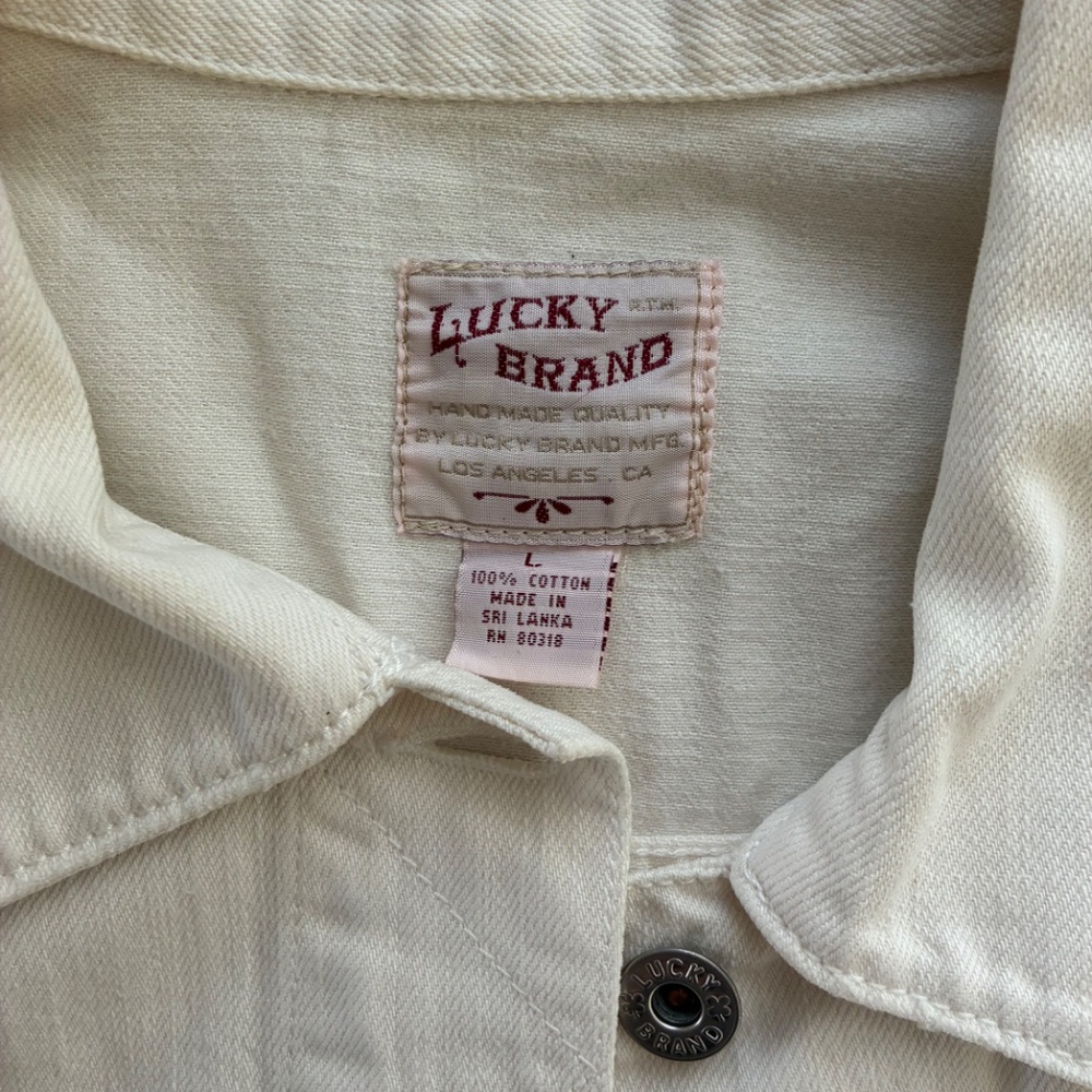 Lucky Brand embroidered white denim jacket - Picture 3 of 4